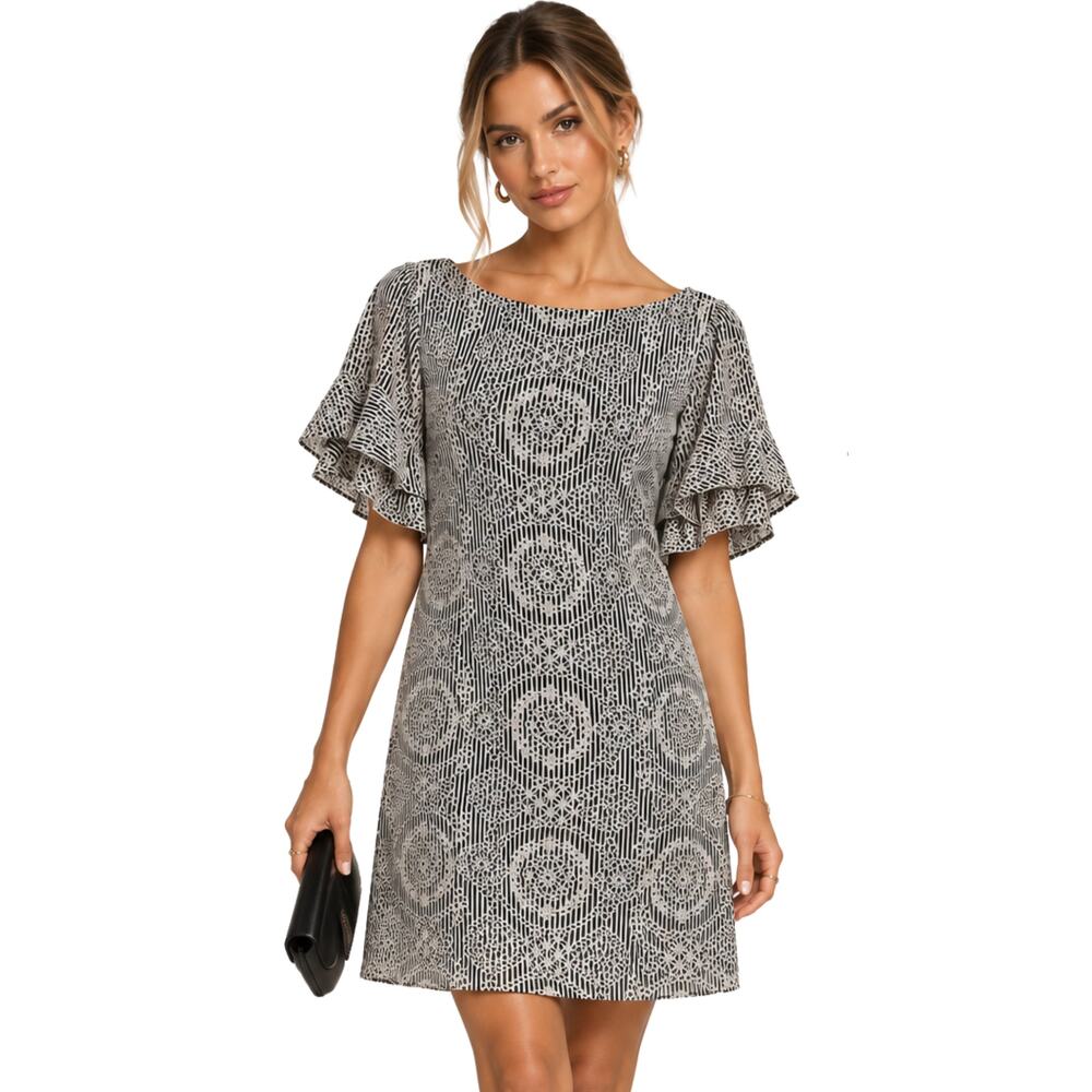 Ralph Lauren Black Ivory Embroidered Eyelet Shift Dress EUC Plus Size 18